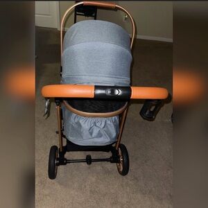 Gray and Tan Dog Stroller
